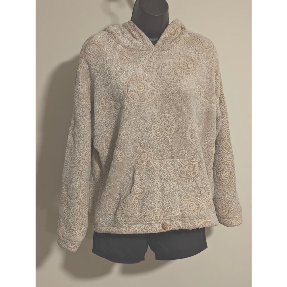 No Boundaries Mushroom Print Fleece Pullover Hoodie Sweatshirt Size Large